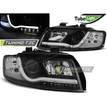AUDI A4 10.2000-10.2004 Predné číre svetlá LED TUBE LIGHTS BLACK (LPAU88)