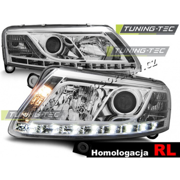 AUDI A6 (C6) 04.2004-08 Predné číre svetlá DAYLIGHT LED CHROME - homologácia RL D2S (LPAU75)