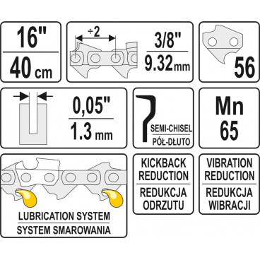 Řetěz na motorovou pilu 16" 3/8" 56 článků Řetěz na motorovou pilu 16" 3/8" 56 článků