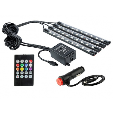 4 ks Led barevných pásků 18 cm na DO do interiéru auta 4 ks Led barevných pásků 18 cm na DO do interiéru auta
