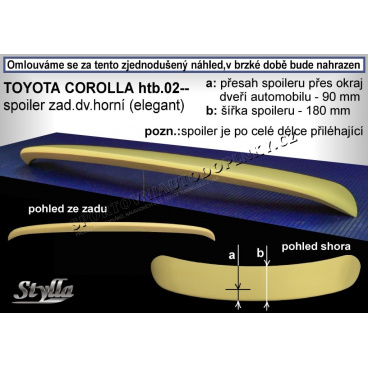 TOYOTA COROLLA HTB (02+) spojler chrbta. dverí hornej