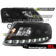 AUDI A6 (C6) 04.2004-08 Predné číre svetlá DAYLIGHT LED BLACK - homologácia RL D2S (LPAU76)