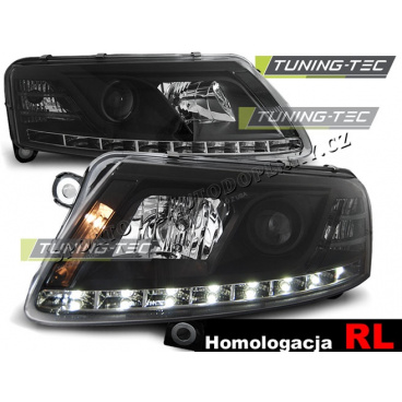 AUDI A6 (C6) 04.2004-08 Predné číre svetlá DAYLIGHT LED BLACK - homologácia RL D2S (LPAU76)
