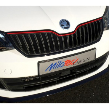Racing lišta na prednú masku, červená - Škoda Fabia III. 2014-2018