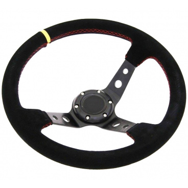 Športový volant WRC čierny semiš 350 mm (červený steh) Športový volant WRC čierny semiš 350 mm (červený steh)