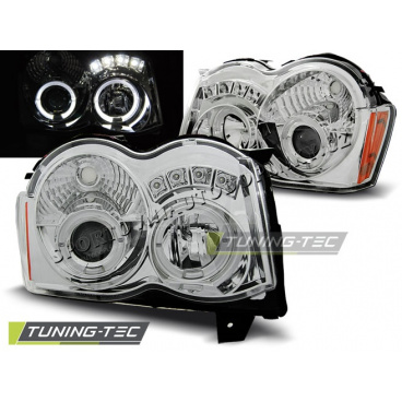 Chrysler Jeep Grand Cherokee 2008-10 predné číre svetlá Angel Eyes chrome (LPCH15)