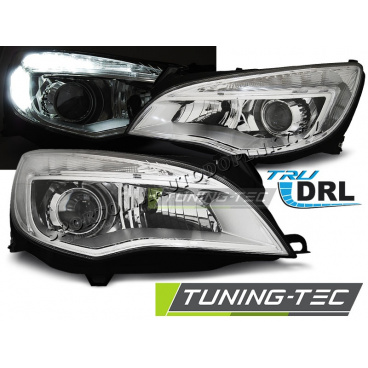 Opel Astra J 2010- přední čirá světla chrome TRU DRL Opel Astra J 2010- přední čirá světla chrome TRU DRL