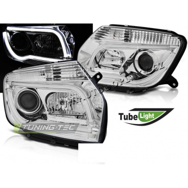 Dacia Duster 04.2010- predné číre svetlá chrome Tube Light (LPDA01)