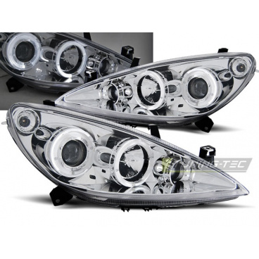 Peugeot 307 04.2001-06.2005 predné číre svetlá Angel Eyes chrome (LPPE09) Peugeot 307 04.2001-06.2005 predné číre svetlá Angel Eyes chrome (LPPE09)