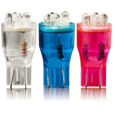 Žiarovka parkovacia T10 6 LED biela, modrá, červená