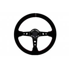 Športový volant WRC Rally čierny - červený steh 350 mm