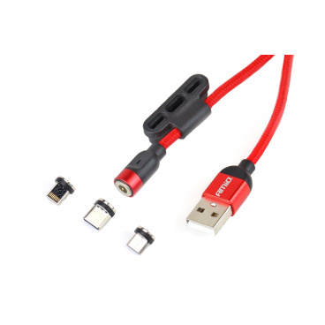 Magnetický USB kábel 3v1 na Lightning USB-C micro USB 1 m UC-8 AMIO-02522