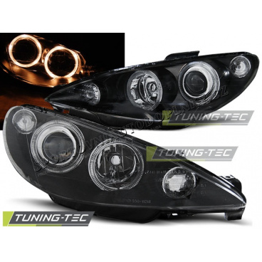 PEUGEOT 206 OD 2002 PŘEDNÍ ČÍRÁ SVĚTLA ANGEL EYES BLACK PEUGEOT 206 OD 2002 PŘEDNÍ ČÍRÁ SVĚTLA ANGEL EYES BLACK