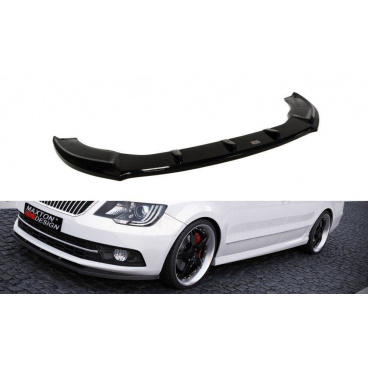 Spoiler pod predný nárazník pre Škoda Superb Mk2 Facelift, Maxton Design (čierny lesklý plast ABS)