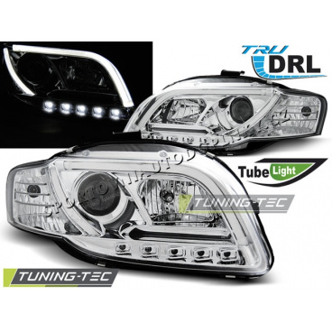 Audi A4 B7 11.2004-03.2008 predné číre svetlá Led Tube Lights TRU DRL chrome (LPAUB4)