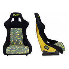 Športové kreslo SLIDE KS2 Premium Camouflage Dark Green Velur & Yellow Glitter