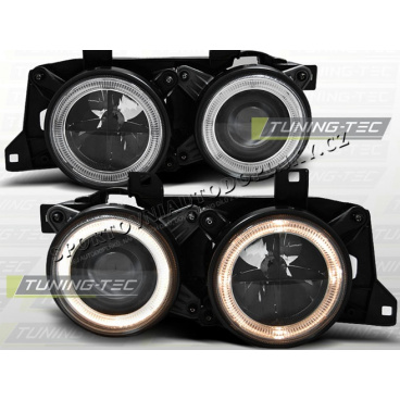 BMW E32 E34 Predné číre svetlá Angel Eyes black (LPBM60) BMW E32 E34 Predné číre svetlá Angel Eyes black (LPBM60)