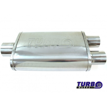 Stredný výfukový medzitlmič Turbowork s rozdvojením na 2 výstupy Stredný výfukový medzitlmič Turbowork s rozdvojením na 2 výstupy
