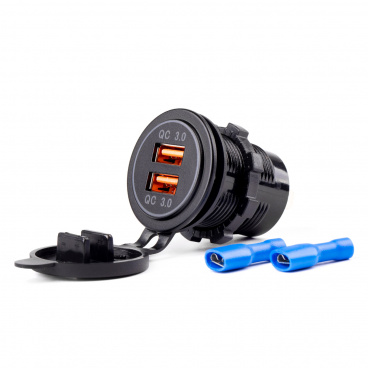 Vodotesná nabíjačka so zásuvkami 2x USB 12V 24V MOD-05