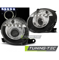 Fiat 500 2007- predné číre svetlá projektor black LED (LPFI22)