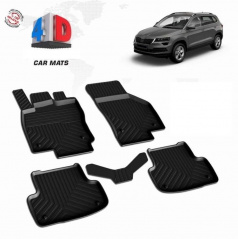 Gumový set 4D presných autokobercov Škoda Karoq vrátane krytu zadnej strednej časti
