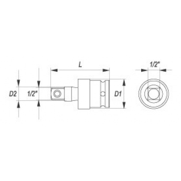 Nástavec 1/2" rázový kloubový 63 mm CrMo Nástavec 1/2" rázový kloubový 63 mm CrMo