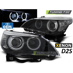 BMW E60, E61 2003-04 predné číre svetlá CCFL HID D2S Dual Projector black (LPBMC7)