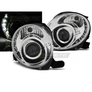 Fiat 500 2007- predné číre chrome LED (LPFI23) Fiat 500 2007- predné číre chrome LED (LPFI23)