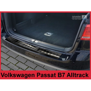 Nerez kryt čierna ochrana prahu zadného nárazníka Volkswagen Passat B7 Alltrack 2012-14 Nerez kryt čierna ochrana prahu zadného nárazníka Volkswagen Passat B7 Alltrack 2012-14