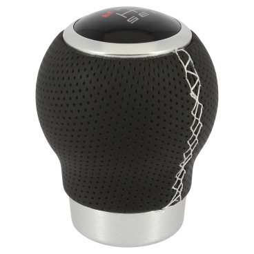 Kožená hlavica radiacej páky čierna, biele prešitie II Kožená hlavica radiacej páky čierna, biele prešitie II