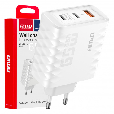 Sieťová nabíjačka Quick Charge 65W USB-A + 2x USB-C Sieťová nabíjačka Quick Charge 65W USB-A + 2x USB-C