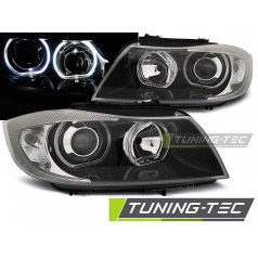 BMW E90 / E91 03.2005-08.2008 predné číre svetlá Angel Eyes LED black (LPBME4)