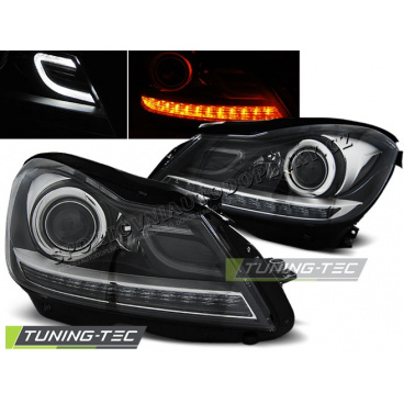 Mercedes W204 2011 - predné číre svetlá black (LPME87)