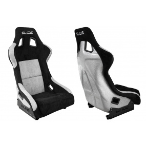 Športové kreslo SLIDE KS2 Premium Čierne & Sivé Velúr Strieborný Trbliet