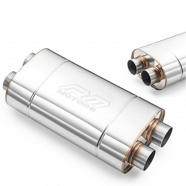 Športový nerezový stredový výfuk RM MOTORS DUAL 60 mm / 400 mm
