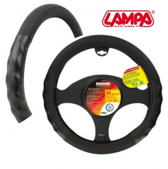 Poťah volantu kožený, čierny 37-39 cm