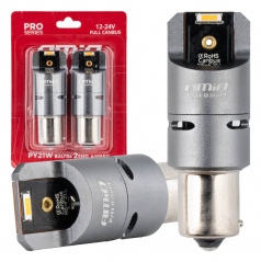 LED žiarovky FULL CANBUS PY21W 2x1860 SMD oranžové 12V 24V AMIO-03604