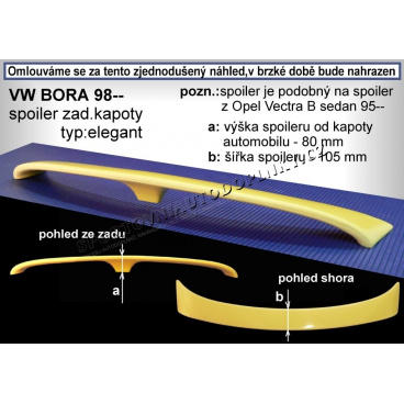 Volkswagen Bora (98+) spoiler zadnej kapoty (EÚ homologácia)