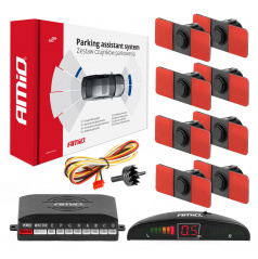 Sada parkovacích senzorov LED 8 senzorov čierne vnútorné 16,5 mm AMIO-02256