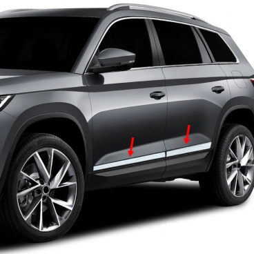Nerez bočné lišty dverí Omtec Škoda KodiaQ 2017+, F. Ranger 2015+