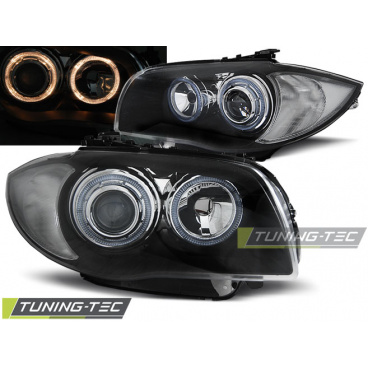 BMW E87 / E81 2004-11 Predné číre svetlá ANGEL EYES BLACK BMW E87 / E81 2004-11 Predné číre svetlá ANGEL EYES BLACK