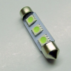 3 SMD LED žiarovka sulfit biela 42 mm - 1 ks
