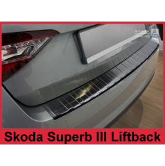 Nerez kryt- čierna ochrana prahu zadného nárazníku Škoda Superb III liftback 2015-16