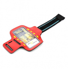 Elegantný reflexný držiak smartphonu na paži 8 LED červený