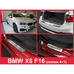 Nerez kryt- zostava-ochrana prahu zadného nárazníka + ochranné lišty prahu dverí BMW X6 F16 2014-16
