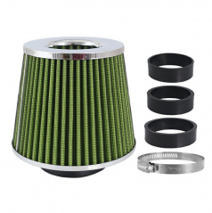 Športový vzduchový filter kužeľový zelený - chróm