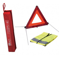 Trojuholník výstražný E4 + výstražná vesta XL + obal