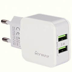 Sieťová domáce nabíjačka do 220V s 2 USB 2,4A