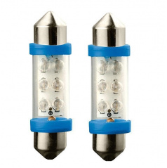 6 LED žiarovky sulfit modré 39 mm 2 ks