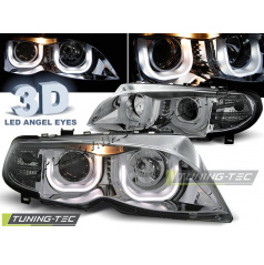 BMW E46 09.2001-03.2005 S/T predné číre svetlá 3D Angel Eyes chrome (LPBM95)